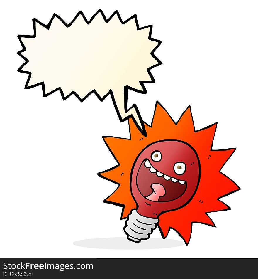 Cartoon Red Lightbulb With Speech Bubble