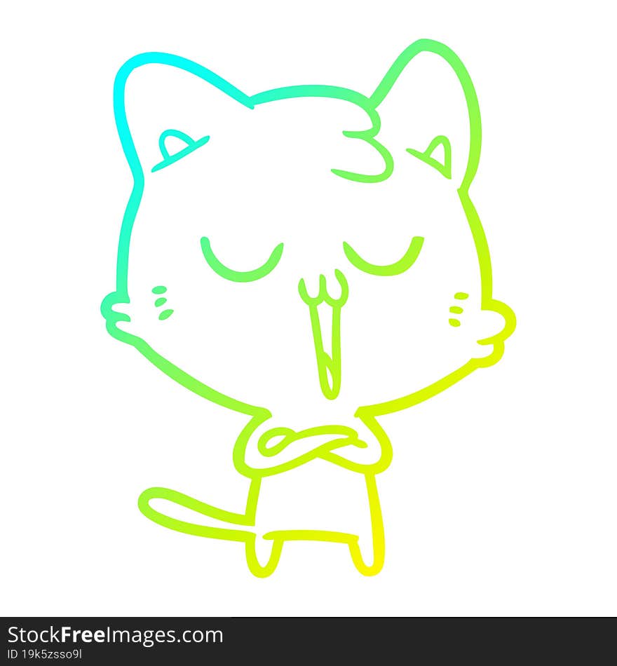 cold gradient line drawing cartoon cat singing