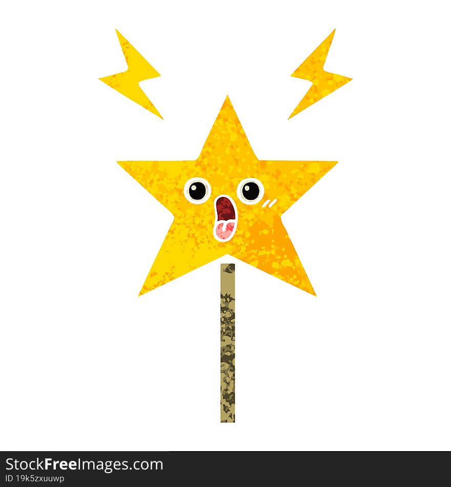 retro illustration style cartoon magic wand