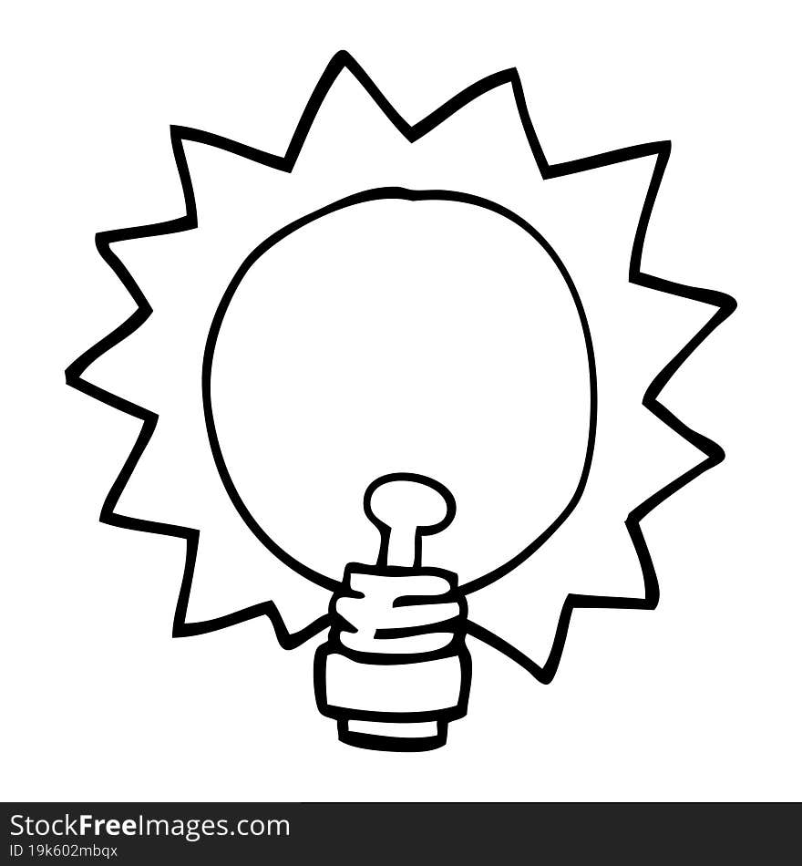 line drawing cartoon light bulb