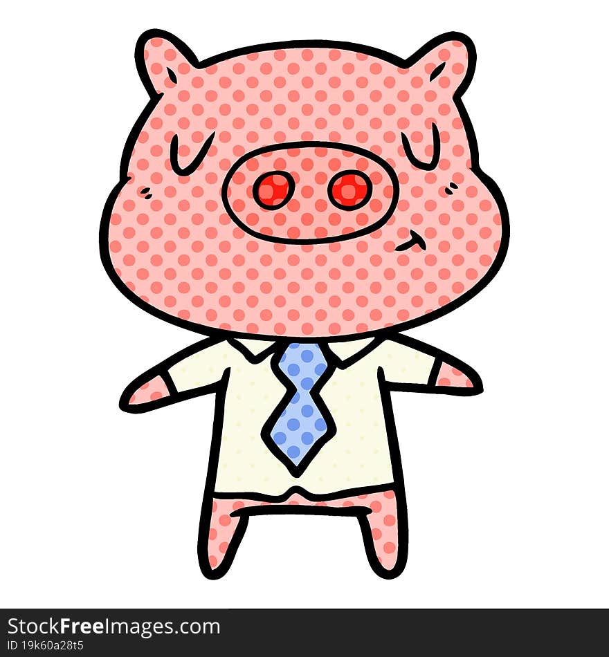 cartoon content pig in shirt and tie. cartoon content pig in shirt and tie