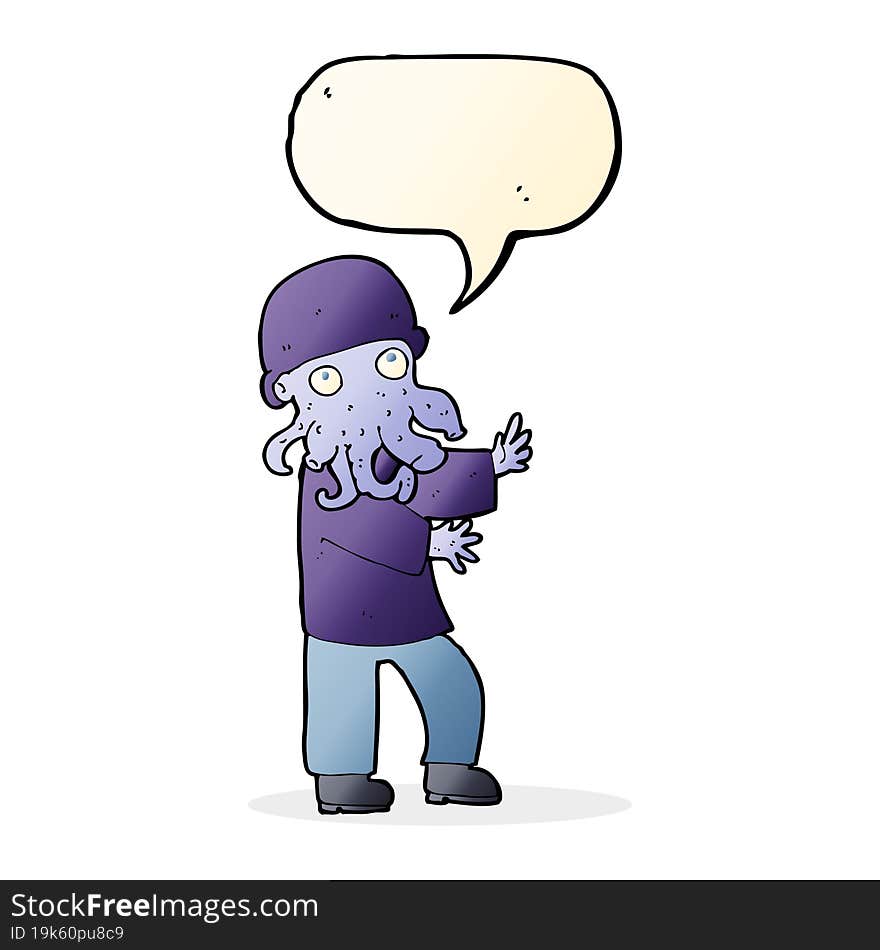 cartoon monster man with speech bubble