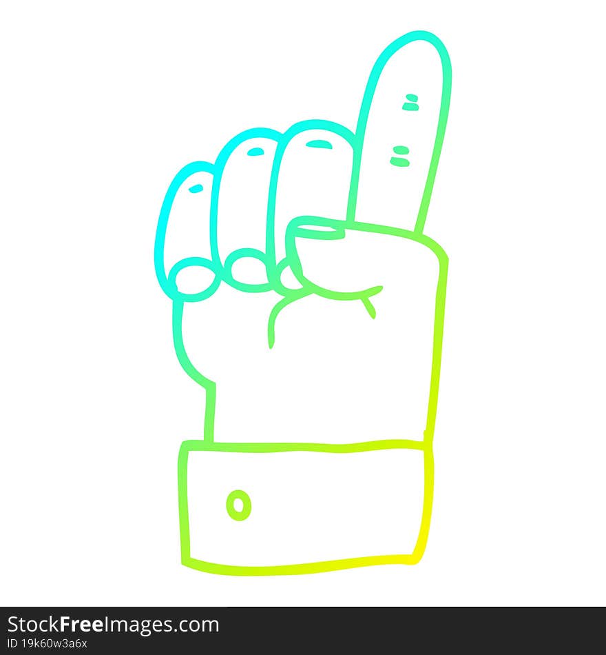 Cold Gradient Line Drawing Cartoon Pointing Hand