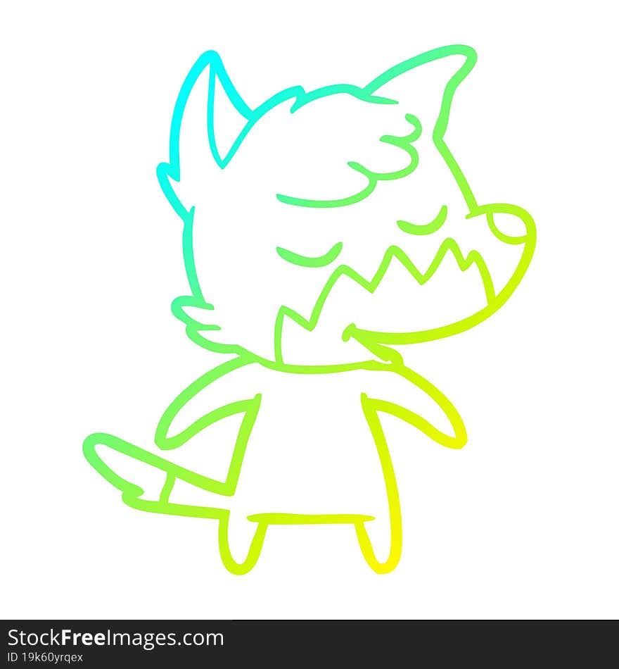 cold gradient line drawing friendly cartoon fox