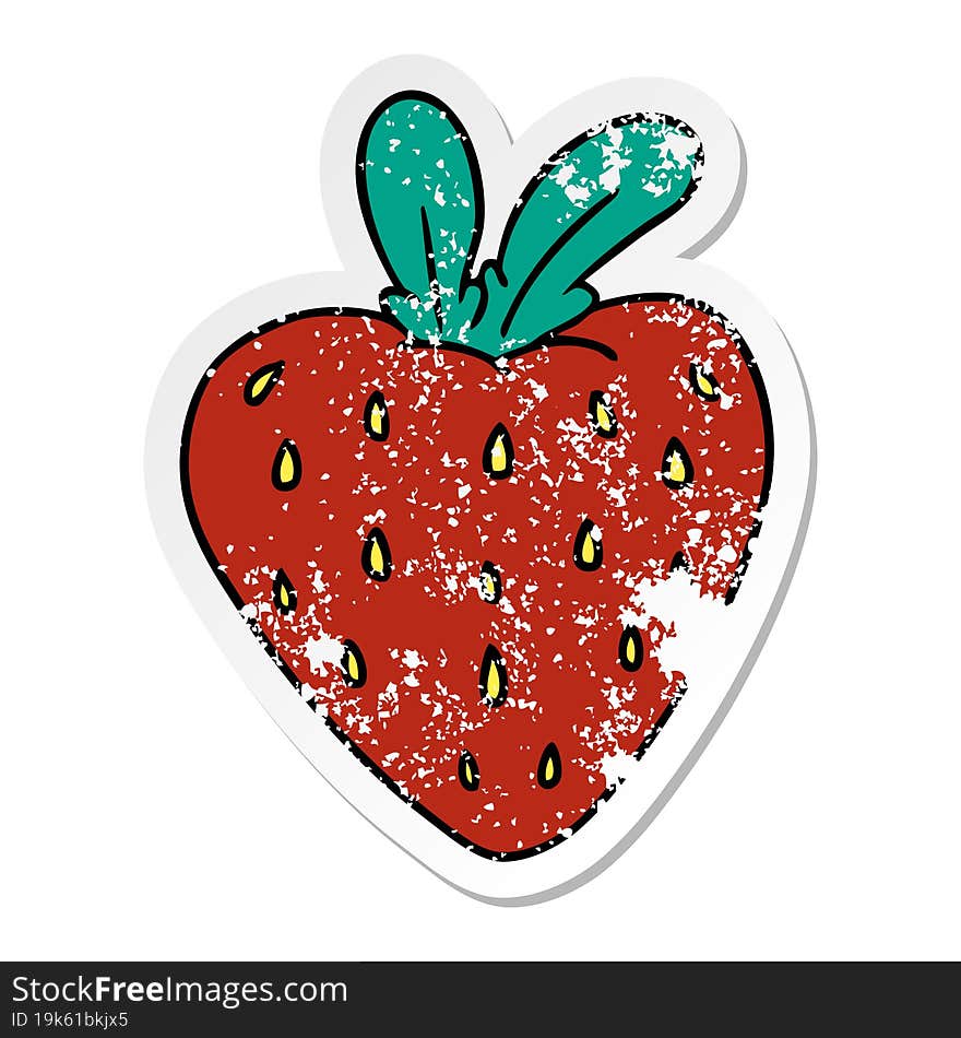 hand drawn distressed sticker cartoon doodle of a fresh strawberry