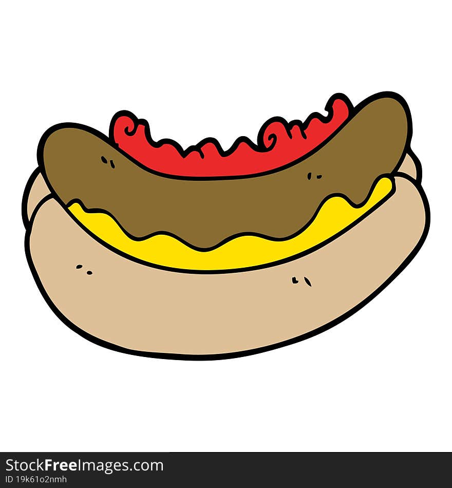 cartoon doodle of a hotdog