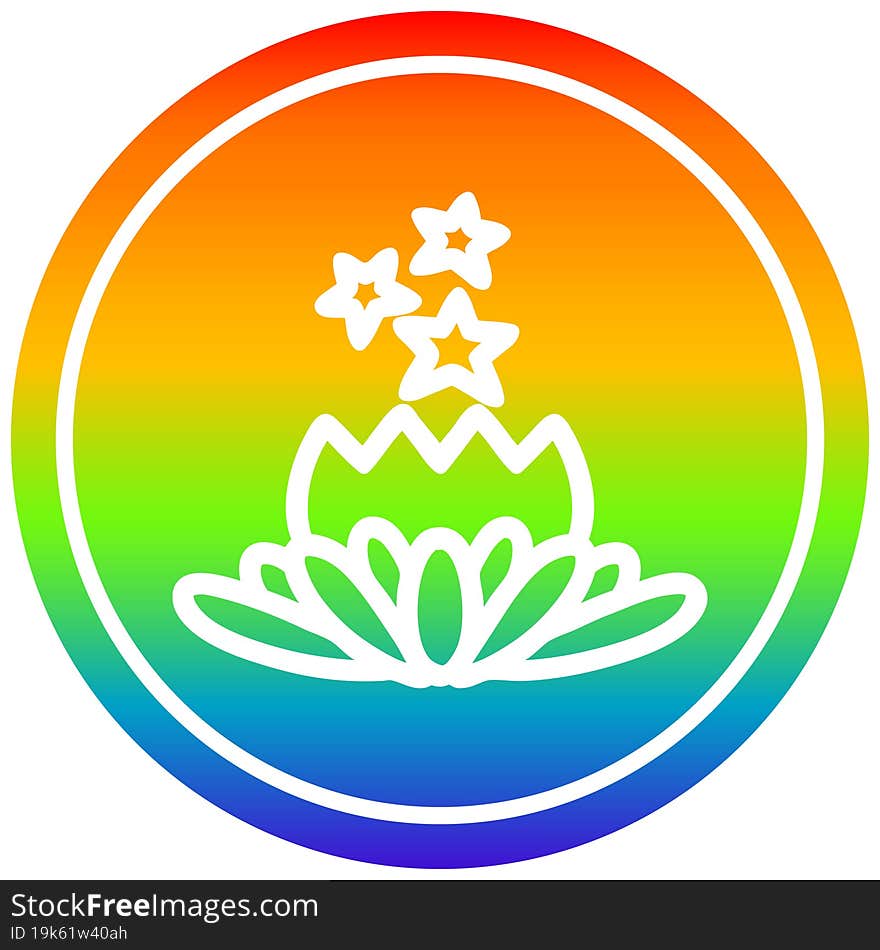 magical flower circular icon with rainbow gradient finish. magical flower circular icon with rainbow gradient finish