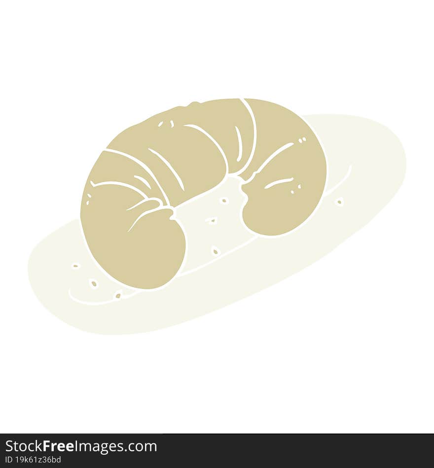 flat color illustration of a cartoon croissant