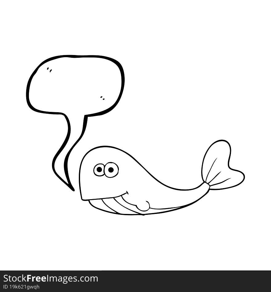 freehand drawn speech bubble cartoon whale