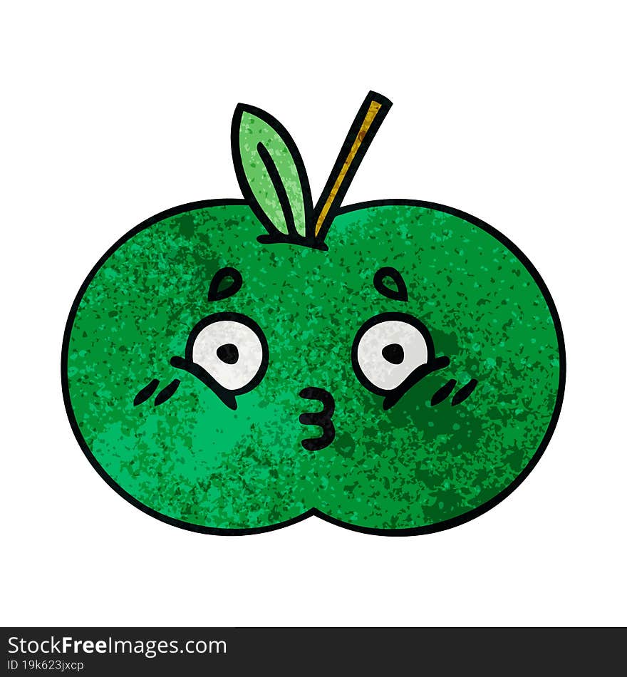 retro grunge texture cartoon of a juicy apple