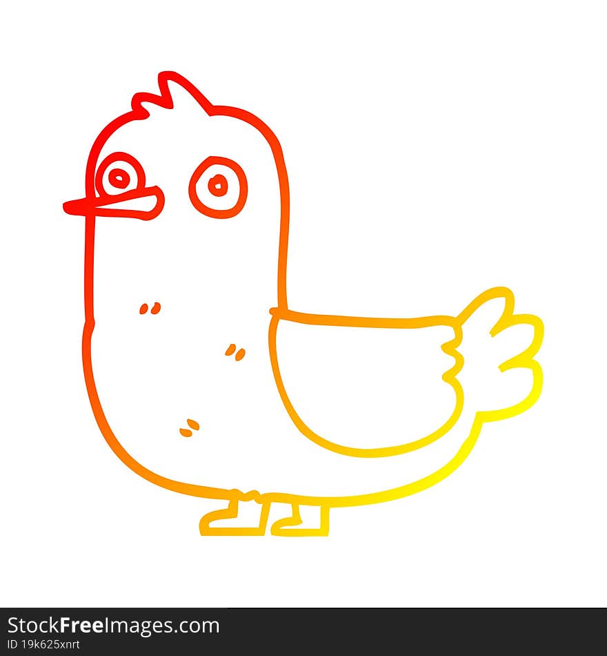 Warm Gradient Line Drawing Cartoon Red Bird