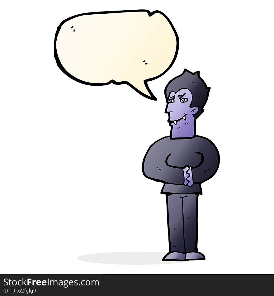 cartoon vampire with speech bubble