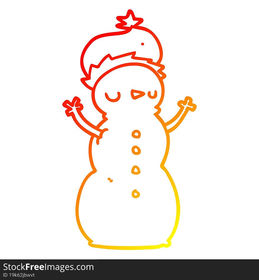 warm gradient line drawing cartoon snowman