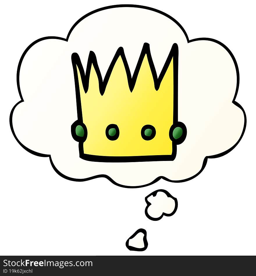 cartoon crown and thought bubble in smooth gradient style