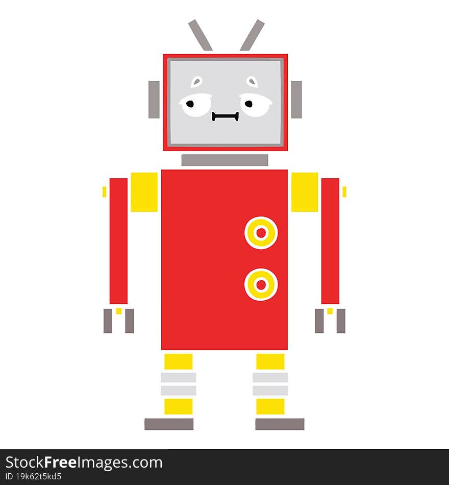 Flat Color Retro Cartoon Robot