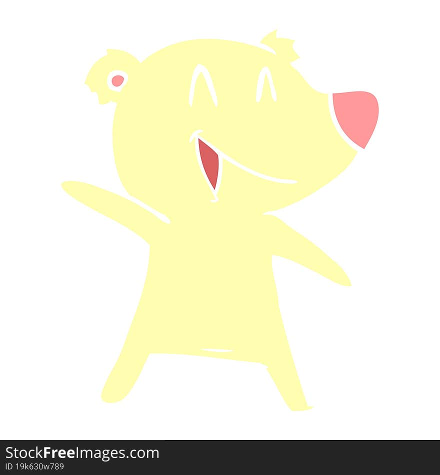 Laughing Bear Flat Color Style Cartoon