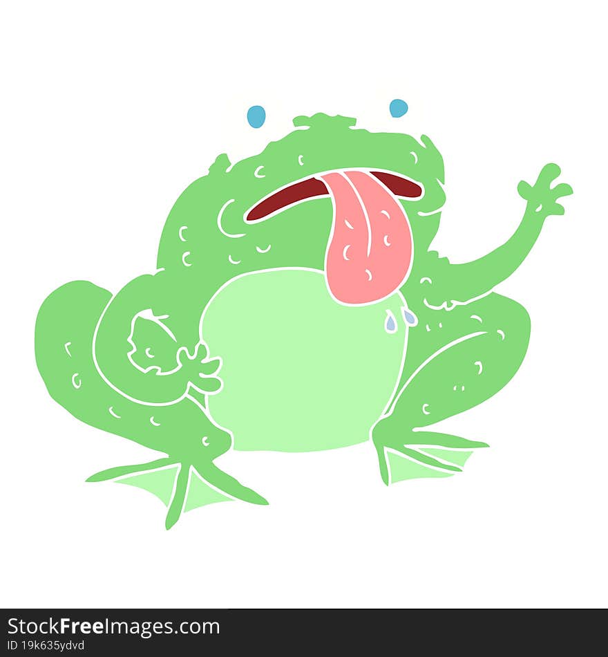 flat color illustration of a cartoon frog