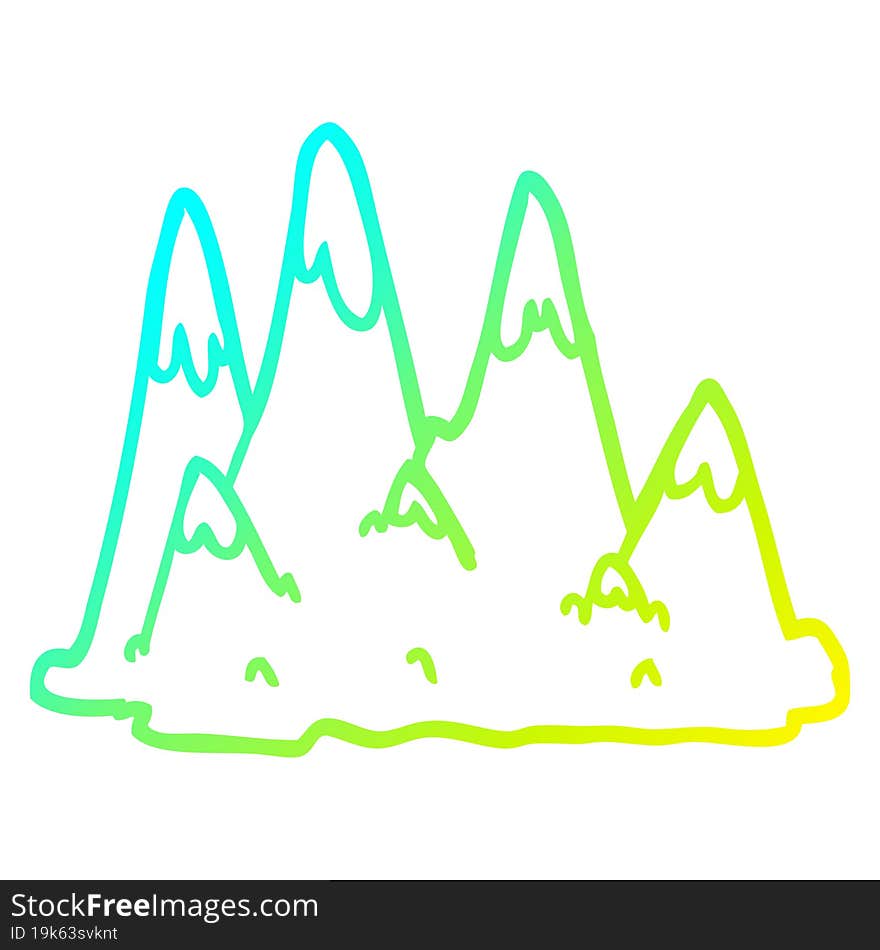 cold gradient line drawing cartoon mountains