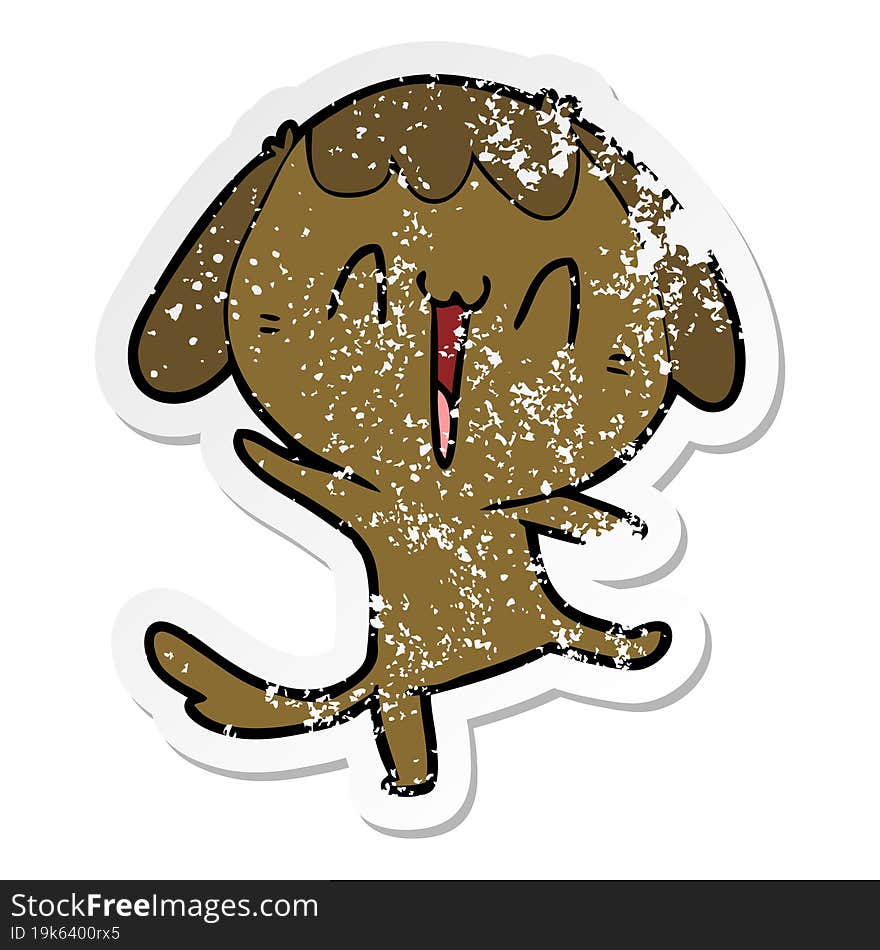 distressed sticker of a cute cartoon dog