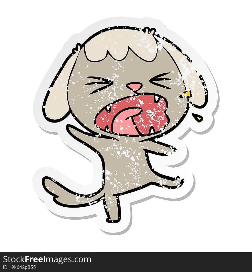 distressed sticker of a cute cartoon dog