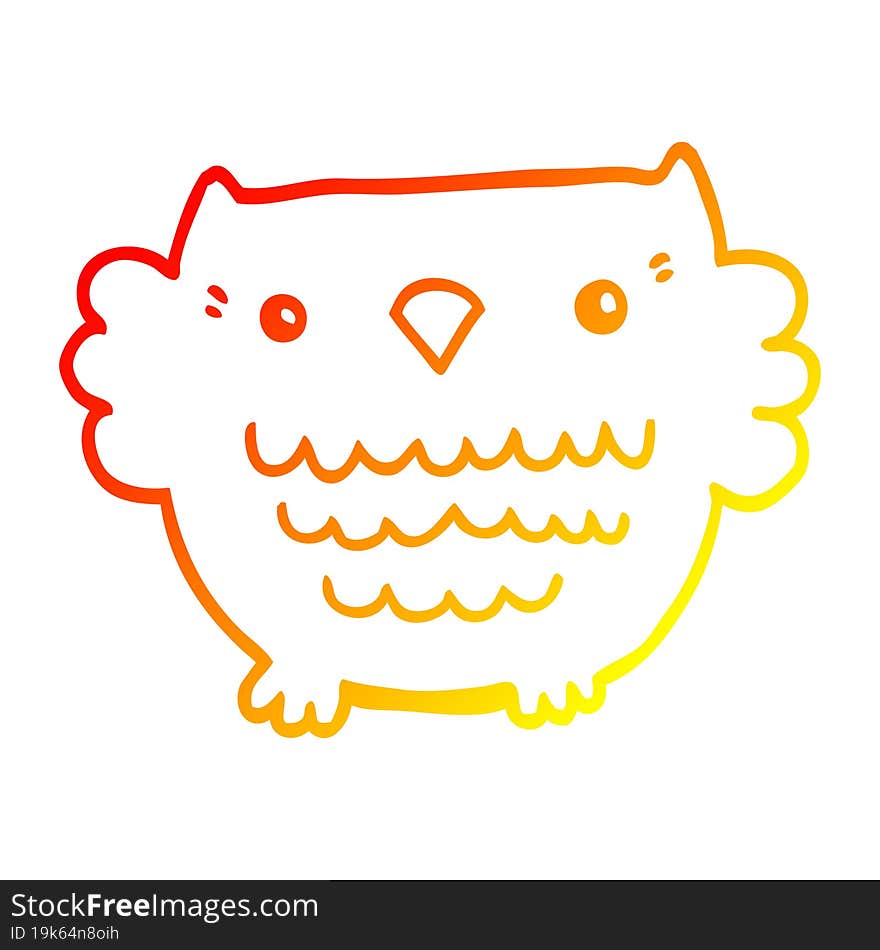 warm gradient line drawing cartoon owl