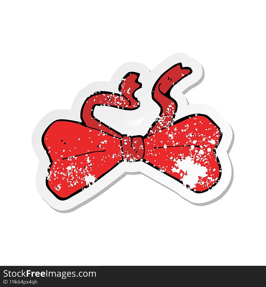 retro distressed sticker of a cartoon bow tie