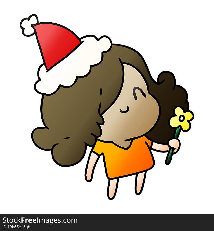 Christmas Gradient Cartoon Of Kawaii Girl