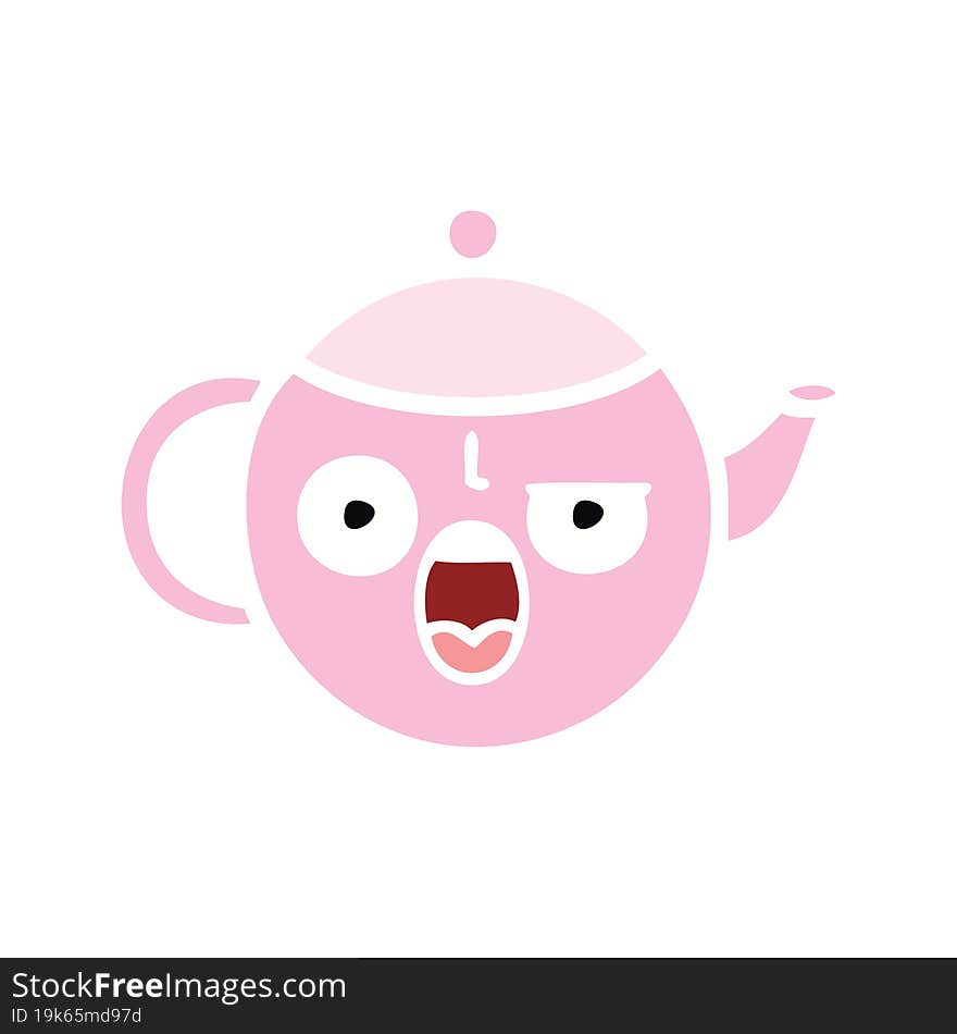 flat color retro cartoon teapot