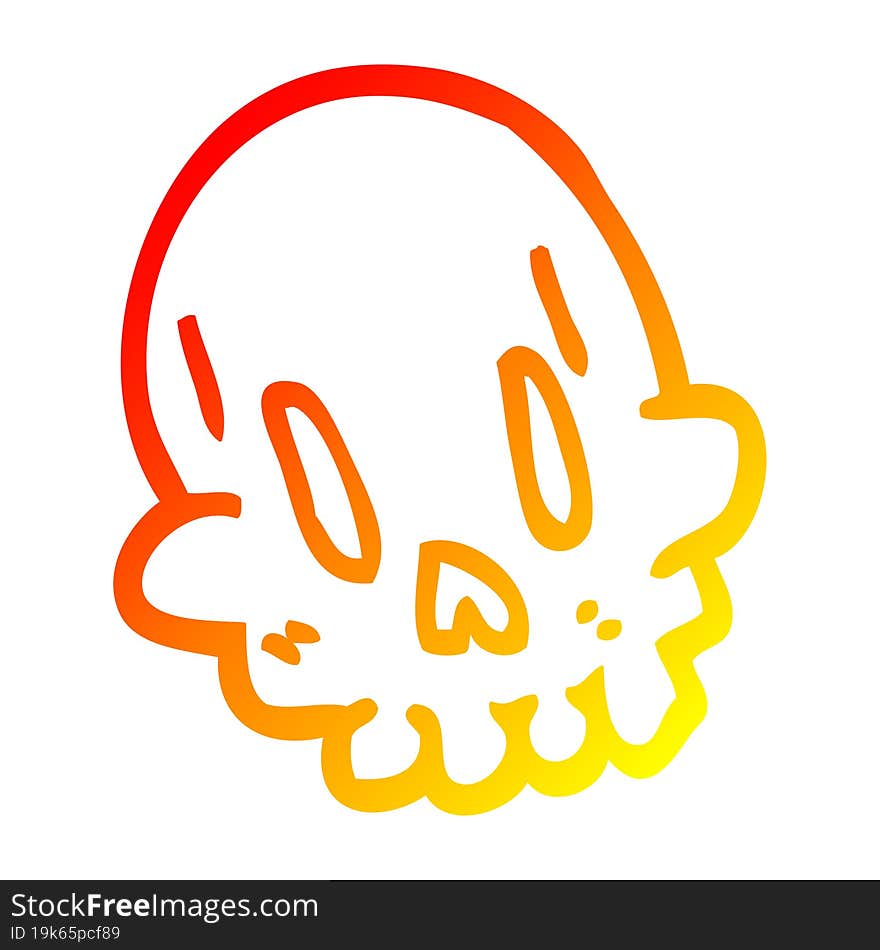 warm gradient line drawing cartoon funny skull