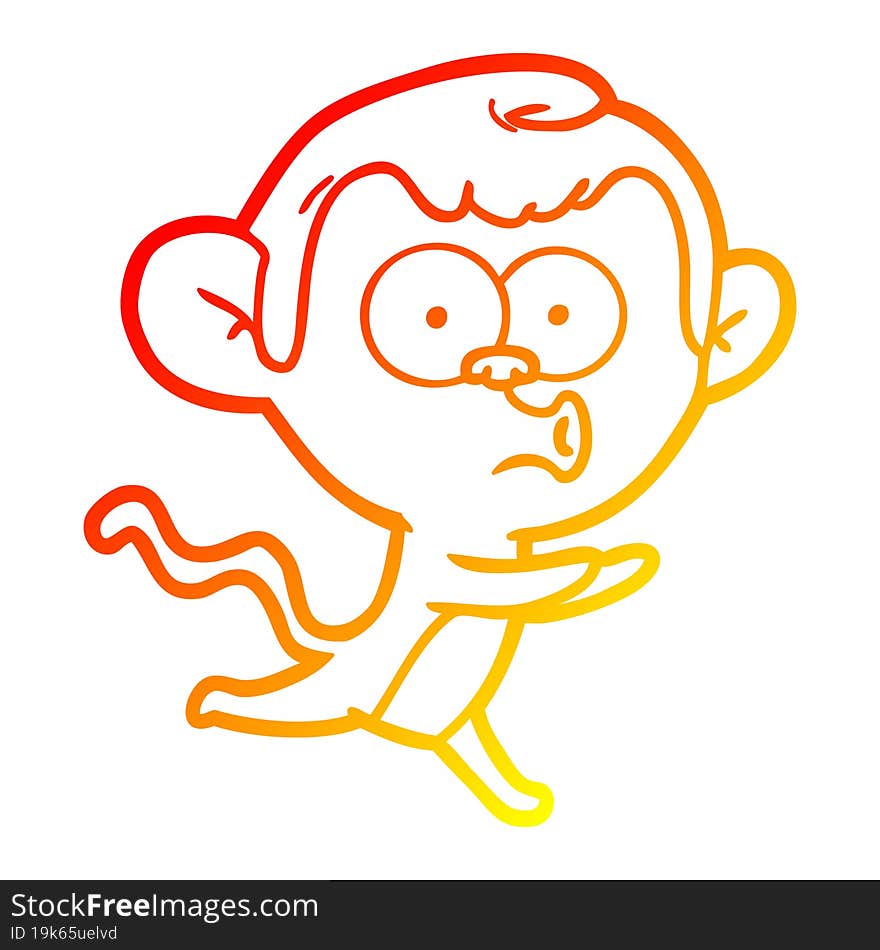 warm gradient line drawing cartoon hooting monkey