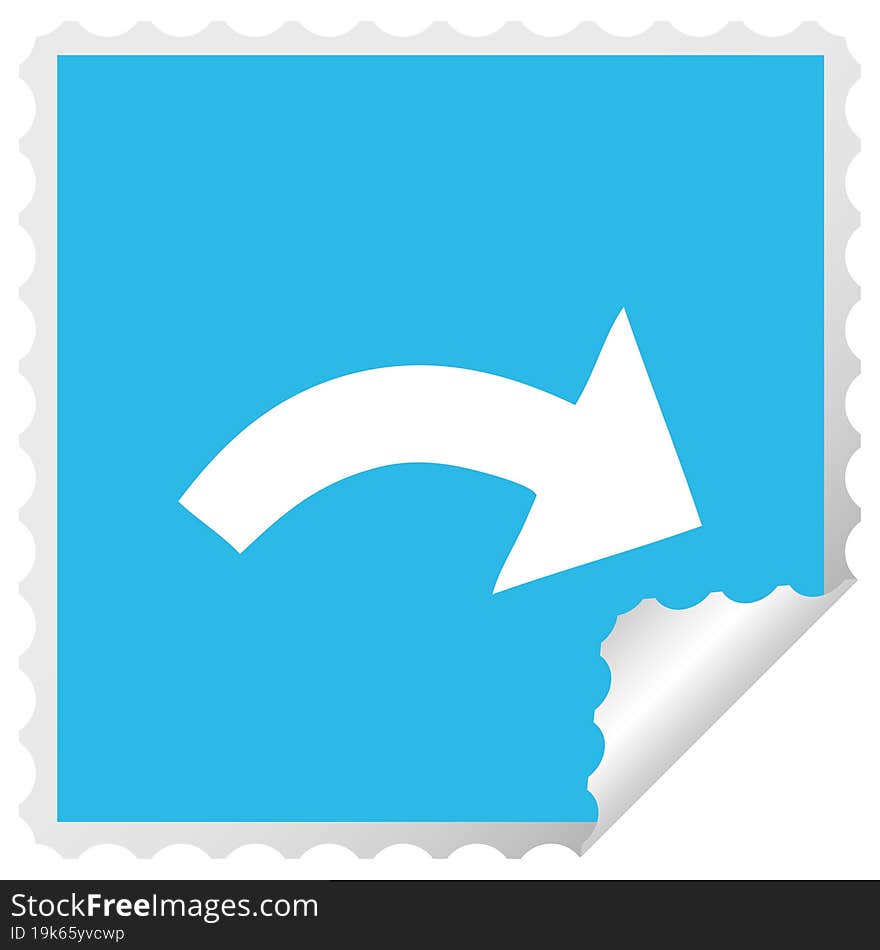 square peeling sticker cartoon pointing arrow