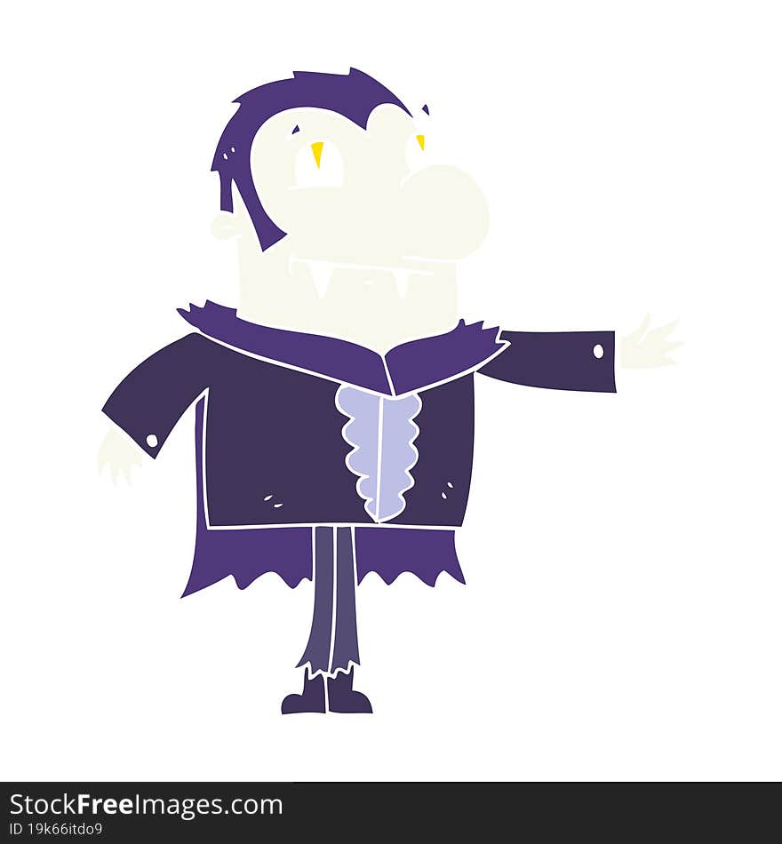 flat color illustration of a cartoon vampire