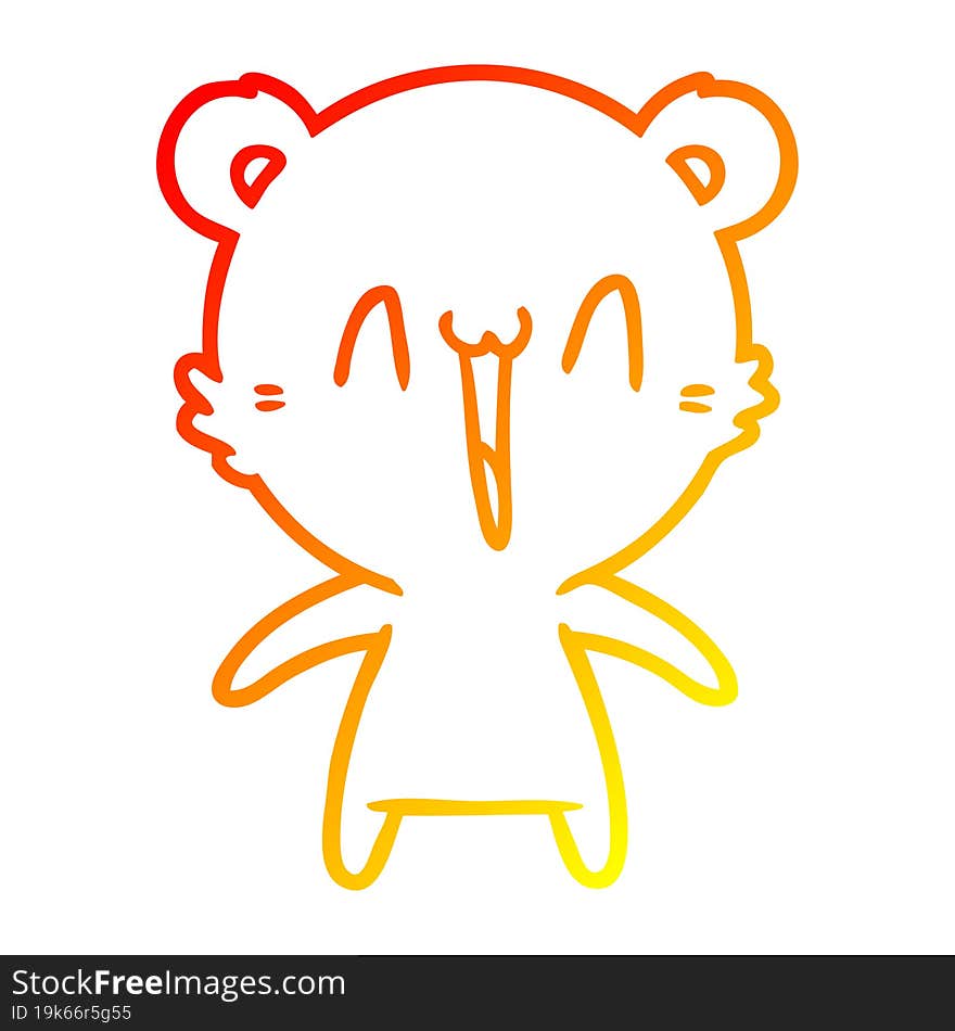 warm gradient line drawing happy polar bear cartoon