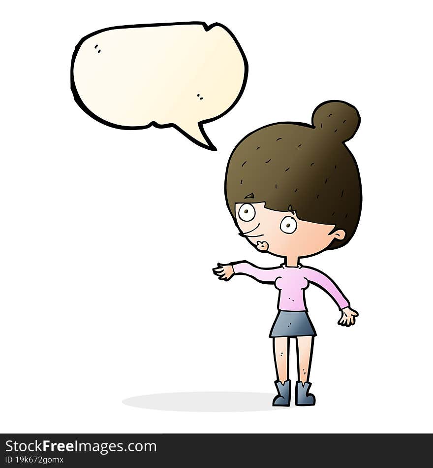 cartoon surprised woman with speech bubble