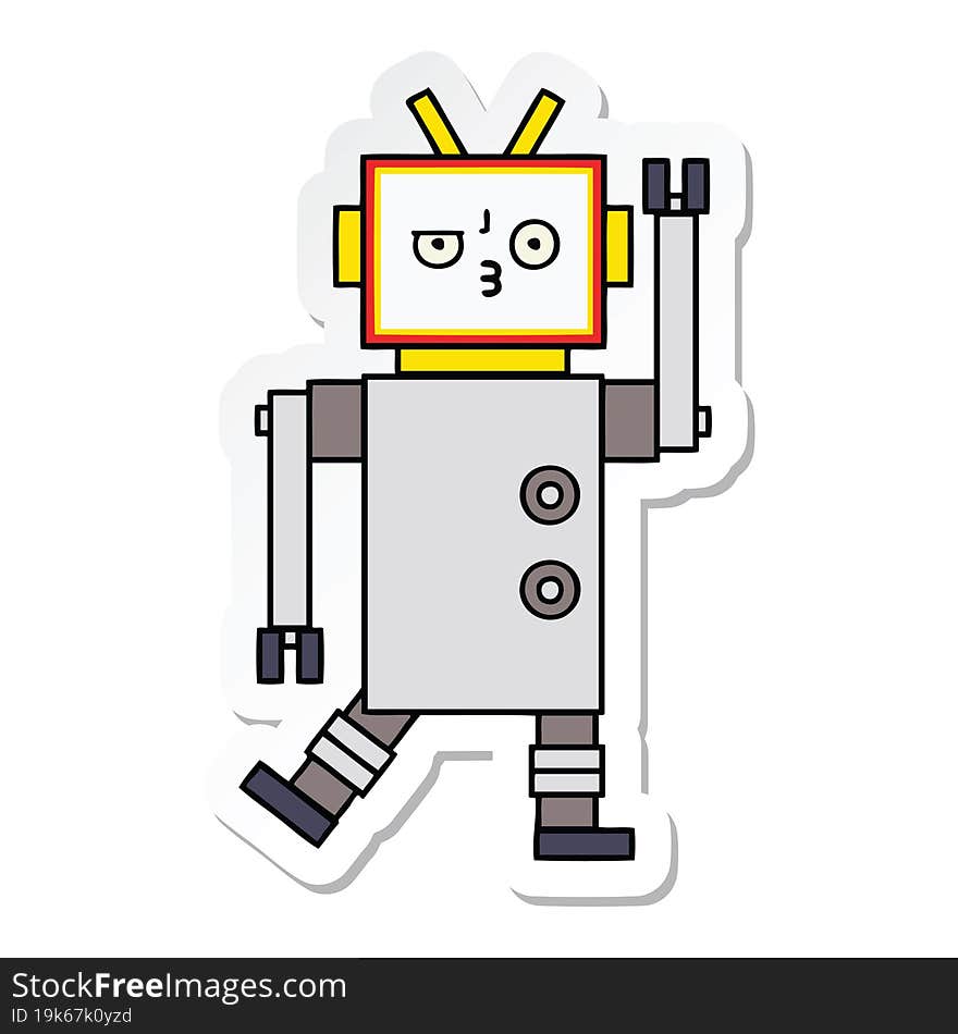 Sticker Of A Cute Cartoon Robot