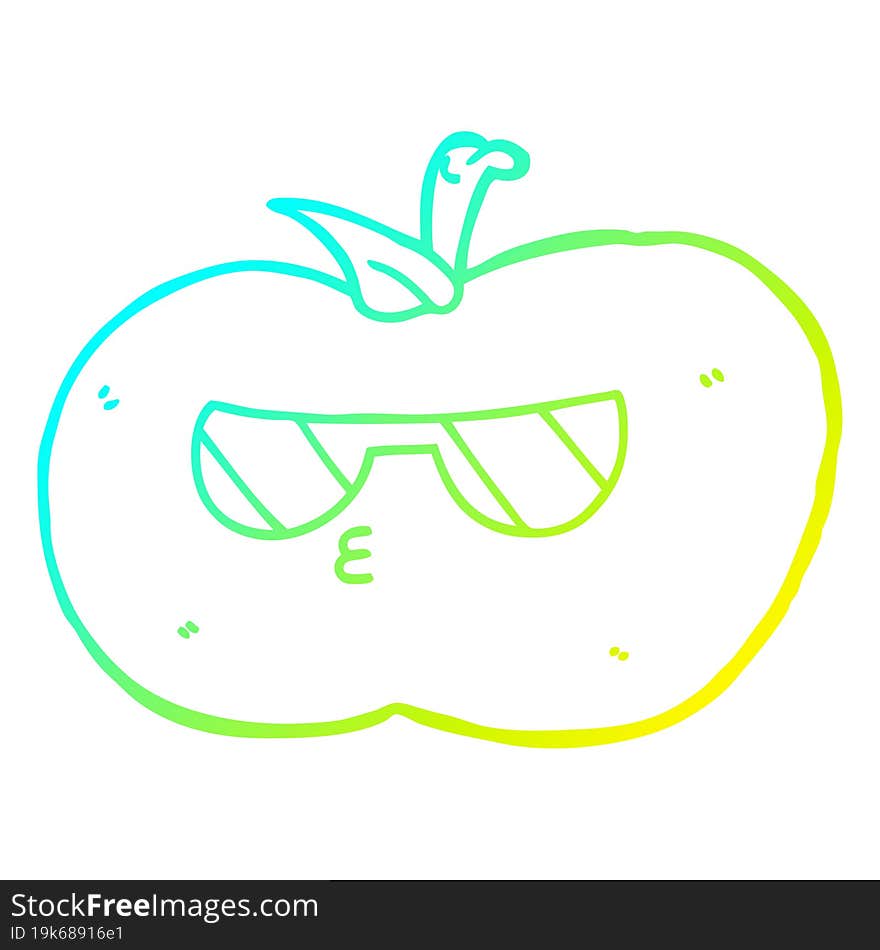 Cold Gradient Line Drawing Cartoon Cool Apple