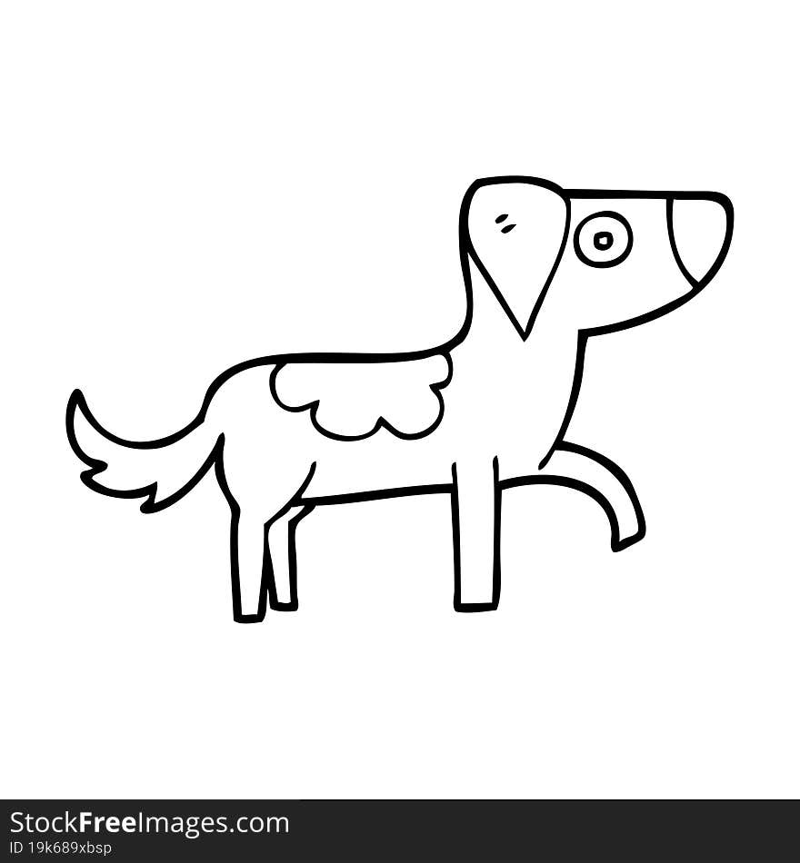 line drawing cartoon happy dog