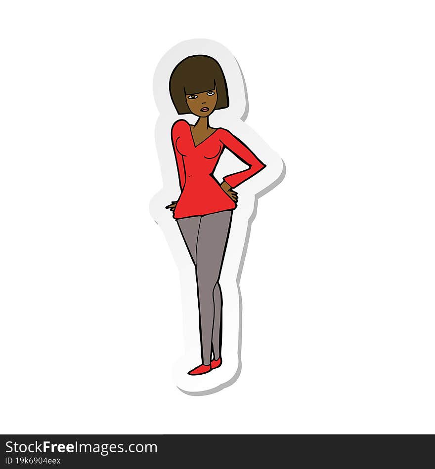 sticker of a cartoon pretty woman