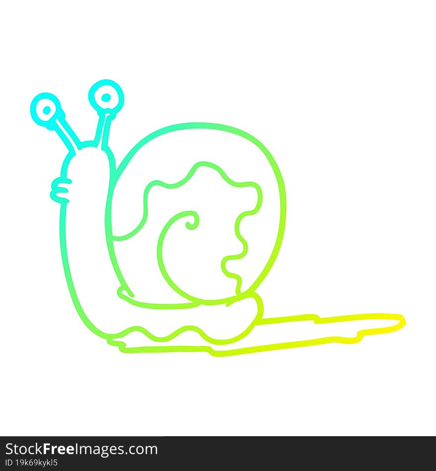 cold gradient line drawing of a cartoon snail