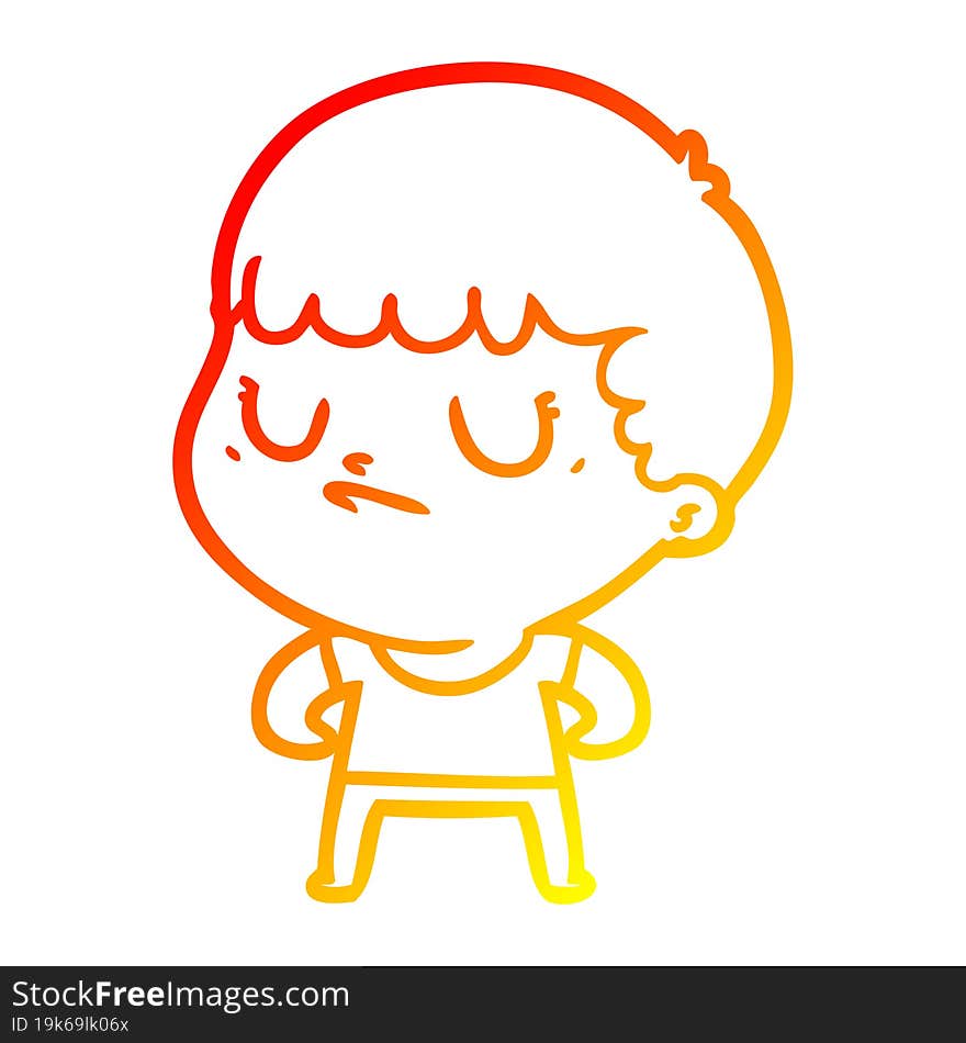 warm gradient line drawing cartoon grumpy boy