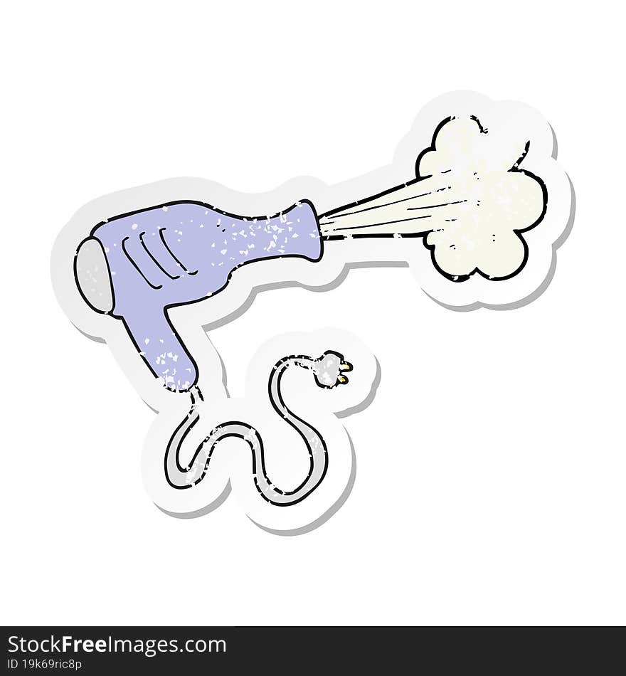 retro distressed sticker of a cartoon hair dryer