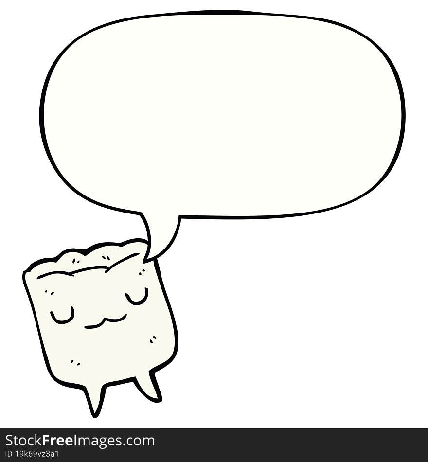 cartoon tooth and speech bubble