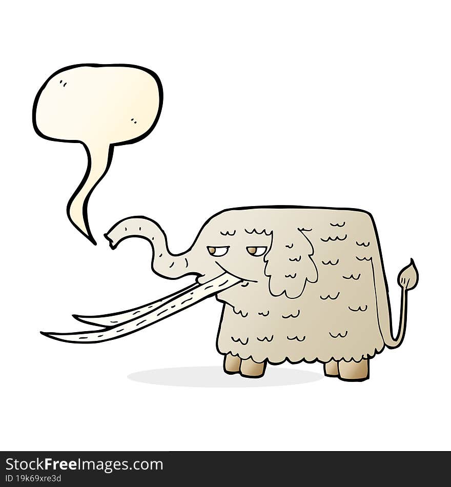 cartoon woolly mammoth with speech bubble