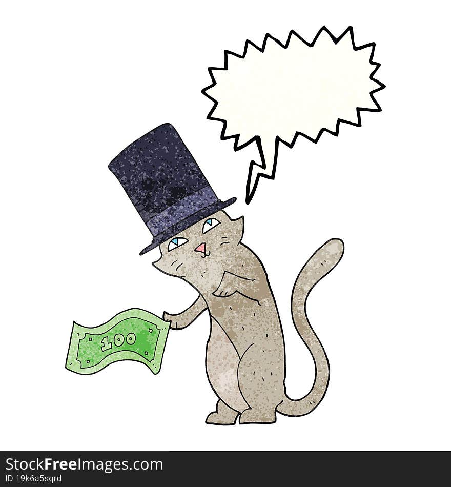 freehand drawn texture speech bubble cartoon rich cat