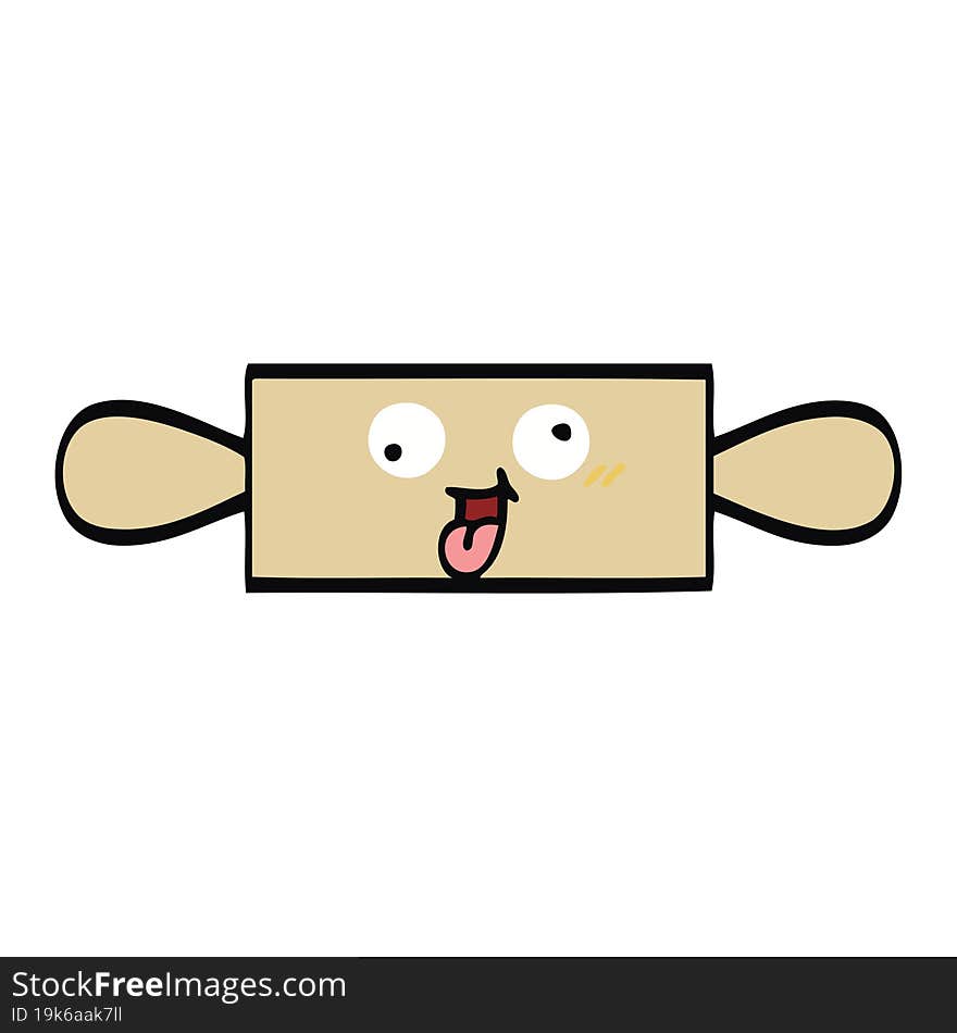 flat color retro cartoon rolling pin