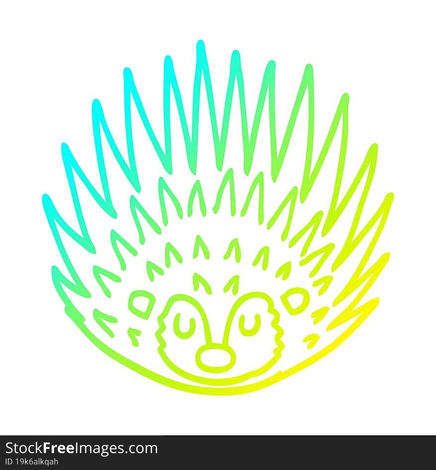 Cold Gradient Line Drawing Cartoon Spiky Hedgehog