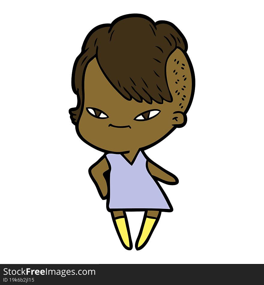 cute cartoon girl with hipster haircut. cute cartoon girl with hipster haircut