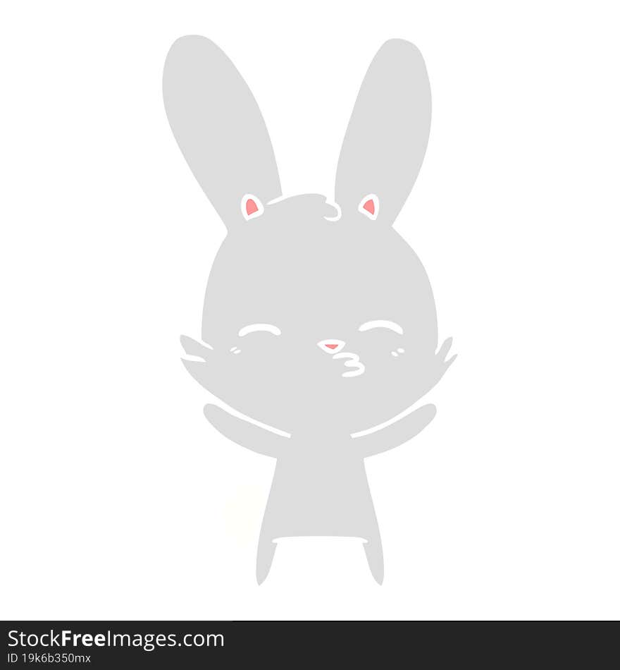 curious bunny flat color style cartoon