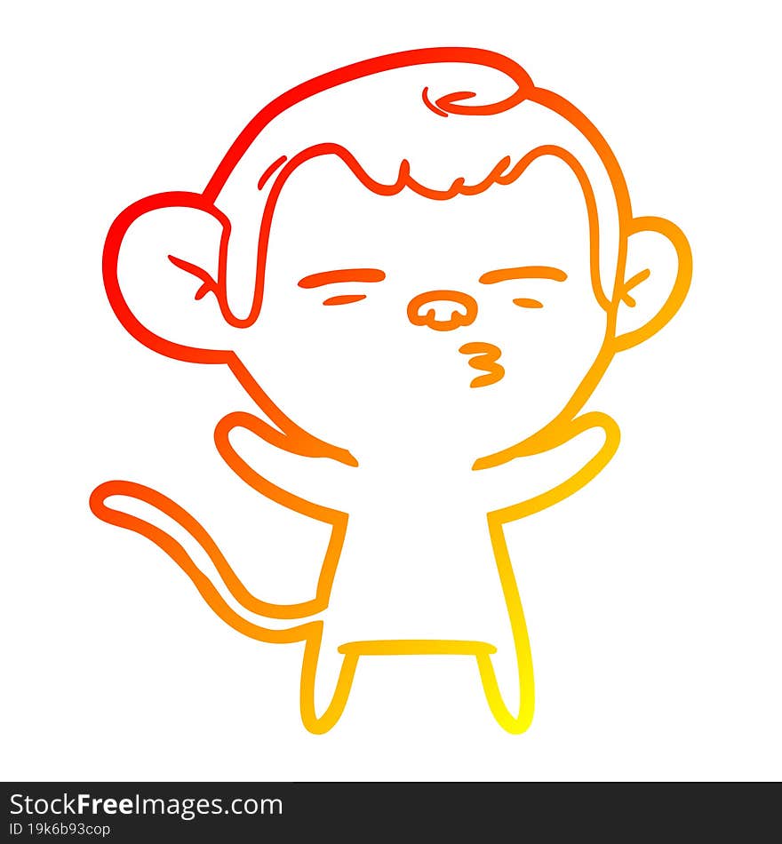 warm gradient line drawing cartoon suspicious monkey