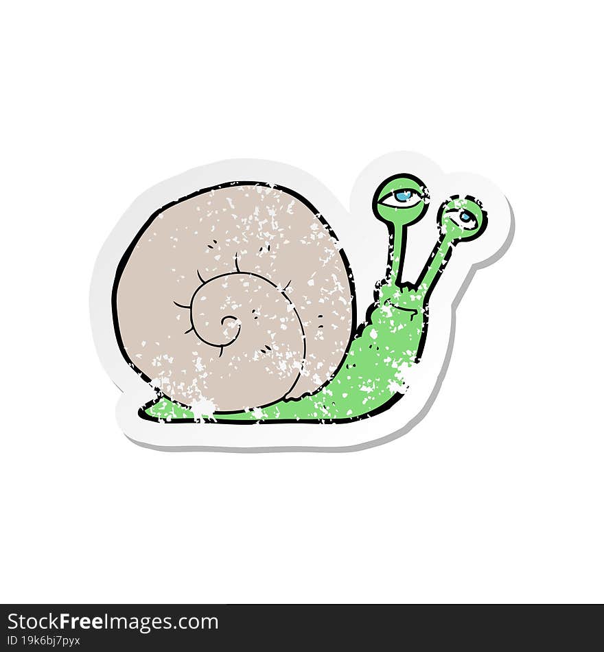 retro distressed sticker of a cartoon snail